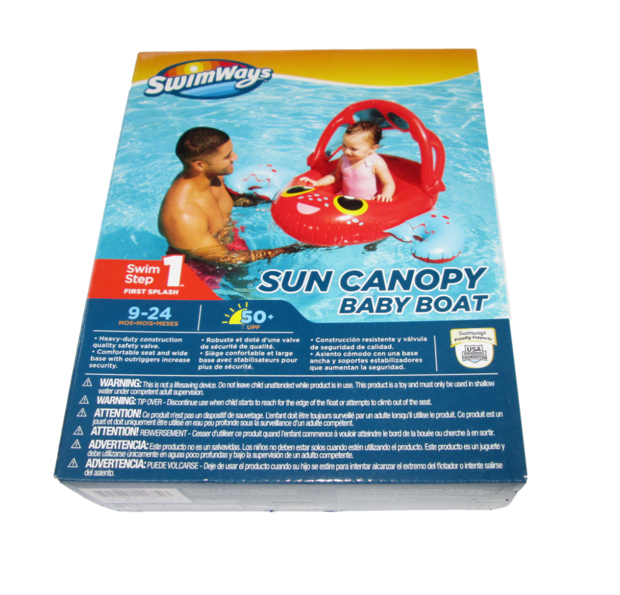 Swimways Inflatable Baby Sun Canopy Float Swim Boat Pool Red Crab Ages 9... - £7.43 GBP