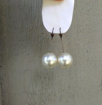 Women&#39;s Sterling Silver 925 White Faux Pearl Leverback Dangle Earrings V... - $35.00