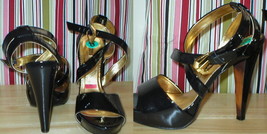 New $217 Report Signature Women&#39;s 8 Black Patent Shoes Heels 8.5 - £119.89 GBP