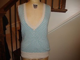 Urban Outfitters KIMCHI &amp; BLUE Blue Zig Zag Chevron Sweater Vest M  - £13.51 GBP