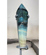 Crystal Wand Trolleite Gemstone Blue Gradient 4.25” Tall Plus Stand 5.5&quot;... - £52.60 GBP