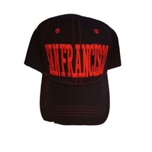 San Francisco Embroidered Red Black Hat Cap Adjustable Hook &amp; Loop Closu... - $10.36
