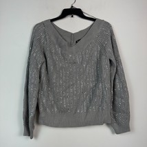 INC Women XL Gray Sparkle Embellished V Neck Long Sleeve Sweater NWOT D77 - £19.53 GBP