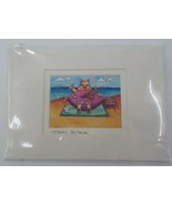 HOLLY KITAURA FINE ART PRINT CAT SUSHI BEACH 6X8 MATTED 2.5X3.5 SIGNED P... - £12.52 GBP