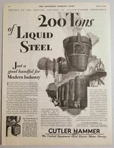 1930 Print Ad Cutler Hammer Control Equipment 200 Tons Liquid Steel Milw... - $18.67