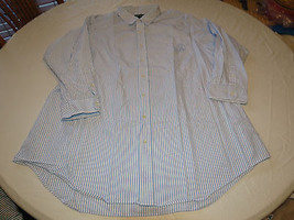 Ralph Lauren L/XLblue  white stripe long sleeve button up Shirt **spot** EUC @ - £18.08 GBP