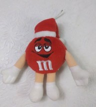 4.5” Red M&amp;M’s Christmas tree ornament plush w/silver hanging string USED - £9.31 GBP