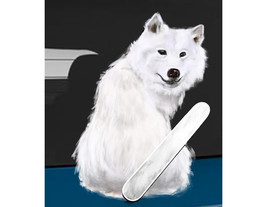 Samoyed dog rear window wiper wagging tail sticker - $12.99