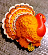 Vintage Hallmark Cards Fall Thanksgiving Tom Turkey Brooch Pin Gobble Gobble! - £12.71 GBP