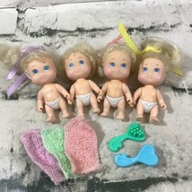 Vintage Tyco Quints Figures Lot Of 4 ( 1 2 3 5) With Washcloths And Brushes - £15.56 GBP