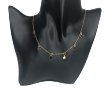 Womens Gold Tone Hanging Stars Charms Dainty Chain Necklace Simple Alloy Jewelry - £11.99 GBP