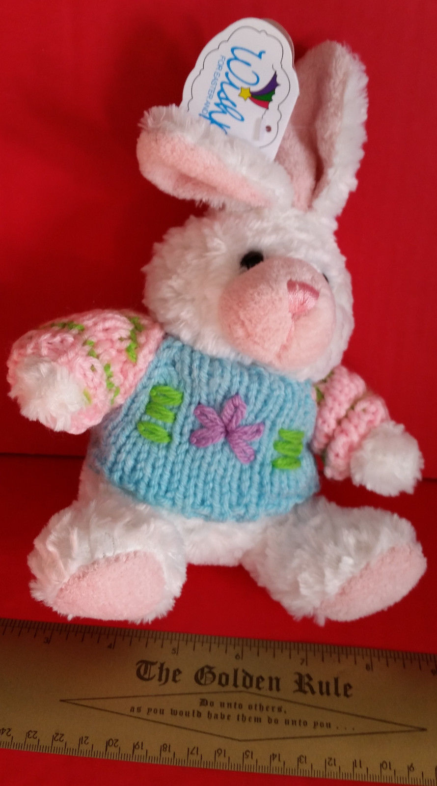Primary image for Toy Holiday Wishpets Plush Easter Blue Sweater Bunny Rabbit Stuffed Animal New