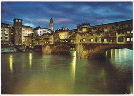 Italy Postcard Firenze Florence Ponte Vecchio By Night - £2.38 GBP