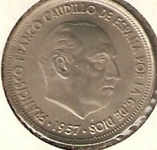 SPAIN 50 Ptas 1957 Coin AU - £7.04 GBP