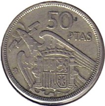 SPAIN 50 Ptas 1957 Coin fine - $4.54