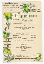 Neiman Marcus Pent House Luncheon Menu 1949 Dallas Texas - £225.35 GBP
