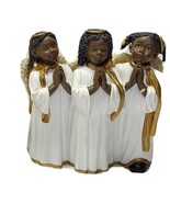 Cute United Treasures Inc African Cherub Figurine Trio in White Gold Pra... - $34.63 CAD