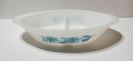 GLASBAKE BLUE THISTLE FLOWERS 12&quot; DIVIDED BAKING DISH  - $23.03