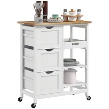 Rolling Kitchen Island Cart, White - €150,94 EUR