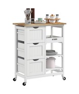 Rolling Kitchen Island Cart, White - $244.17 CAD