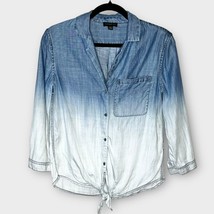 ANTHROPOLOGIE Current Air Ombre chambray tie front button up shirt size xs - £19.02 GBP