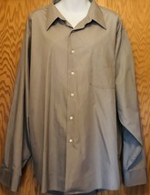 VanHeusen Gray Long Sleeve Dress Shirt Mens Size 18 Wrinkle Free 36/37 - £9.29 GBP