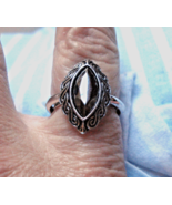 Avon RING Antique Style Faux HEMATITE Marquise Silver adjustable siz 8 V... - $375.38 MXN