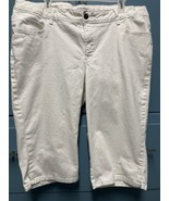 Lee Women’s White Denim Capri Pants Size 22W   Waist 40&quot; Natural Fit - €12,98 EUR