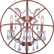 Wall Lamp Sconce GENEVA 3-Light Rustic Intent Clear Crystal Red Rust Royal-Cut - £339.31 GBP