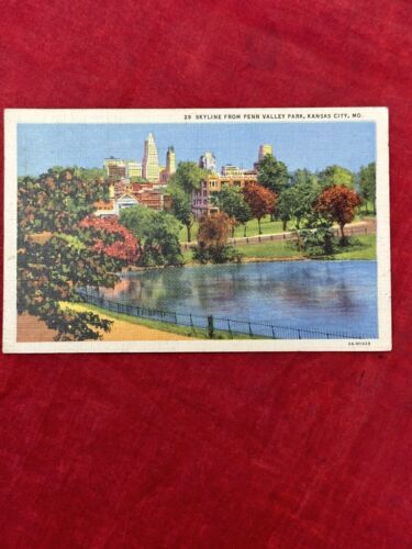 Primary image for Kansas City Missouri Skyline Penn Valley Park MO Linen Color VTG 1943 Postcard