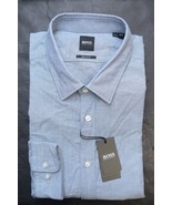 HUGO BOSS Homme Lukas Gris Coton Bleu Affaires Décontracté Chemise 2XL - $81.22 CAD