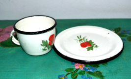 Vintage Enamel Little Cup And Saucer For Child Or Doll House - £15.74 GBP