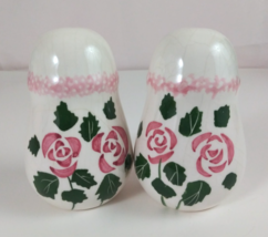 Vintage Shabby Chic Pink Rose Cottage Salt &amp; Pepper Shakers - $9.69