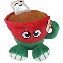Gund 6&quot;Hot Cocoa w Marshmallows Red &amp; Green Cup w Handle Stuffed Plush W... - £7.64 GBP