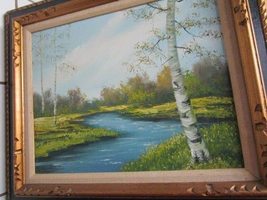 Original Oil Painting Spring Stream 27X23 Signed Long - £111.74 GBP