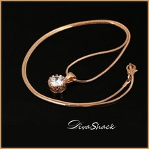 Austrian Crown Diamond Cubic Zirconia Pendant 18k Rose Gold Fill Chain Necklace image 1