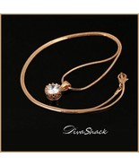 Austrian Crown Diamond Cubic Zirconia Pendant 18k Rose Gold Fill Chain N... - $68.39 CAD