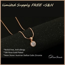 Austrian Crown Diamond Cubic Zirconia Pendant 18k Rose Gold Fill Chain Necklace image 2