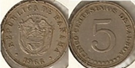 Panama 1966 Five Cents  - £3.62 GBP