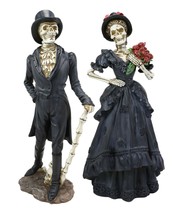Day of The Dead Steampunk Skeleton Wedding Bride And Groom Couple Statue Set - £59.26 GBP