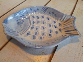 Ugnseldfast Sweden Pottery Fish Tray/Dish Laholmes Keramik #455 9&quot; Blue ... - $24.70