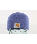 Vintage Carhartt Spell Out Box Logo Knit Winter Beanie Hat Cap Purple Wo... - $566.67 MXN