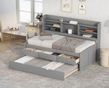 Merax Twin Size Wooden Captain Bed with Built-in Bookshelves, Three Stor... - $1,006.99