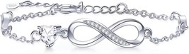 Bracelets for Women Sterling Silver Infinity Heart Bracelet Charms Bracelet - £15.54 GBP
