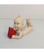 Vintage Unbranded Kewpie Doll 5&quot;L 3.5&quot;H Right Sideways Eyes Bisque Heart... - £14.68 GBP