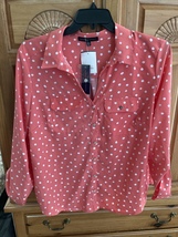 Adrienne Vittadini Blouse Peach Polka Dot Women’s Size XL  - $49.99