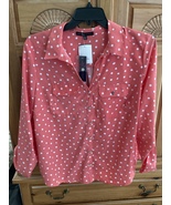 Adrienne Vittadini Blouse Peach Polka Dot Women’s Size XL  - $49.99