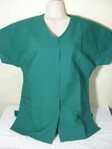 PERSONALIZED SCRUB SNAP TOP HUNTER GREEN COTTON Sz XS-4X Embroidered w/y... - $11.99+
