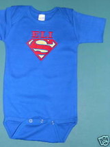 Baby Royal Blue Romper Superman Personalized Name Sz 3-6 Mos High Quality Cotton - £15.81 GBP