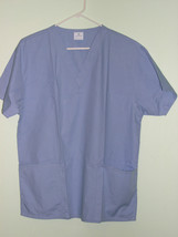 CEIL BLUE SCRUB V NECK TOP 2POCKET PERSONALIZED UNISEX SIZE 3X or 4X cot... - $19.99